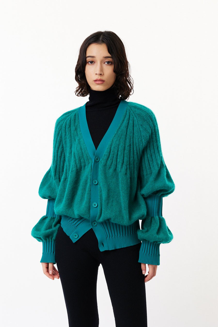 FLUTED MOHAIR CARDIGAN