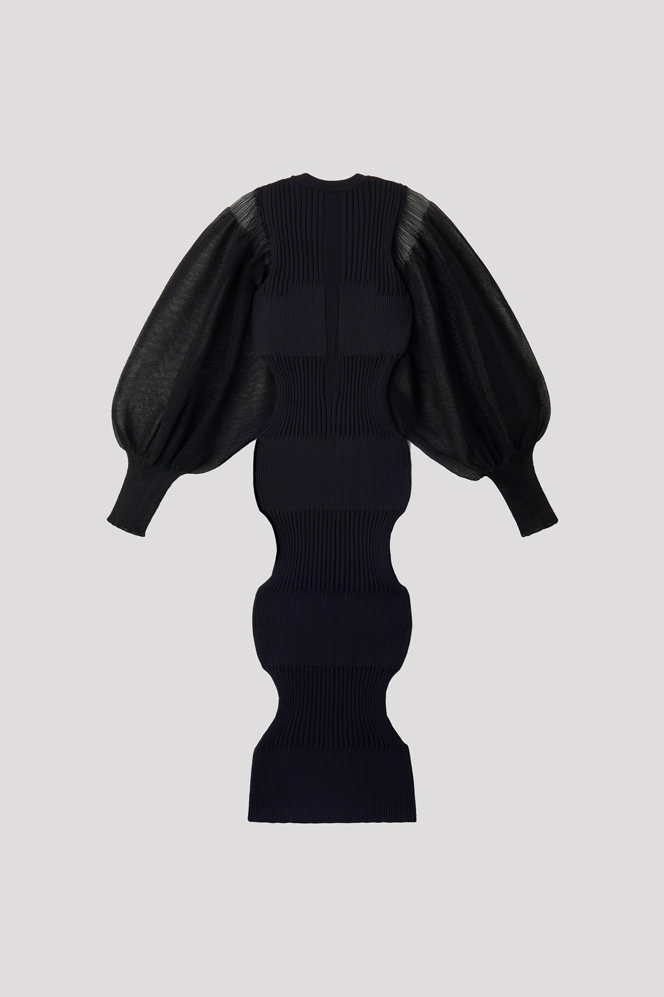 FLUTED LUCENT LONG PUFF SLEEVE DRESS – CFCL Official Online Store